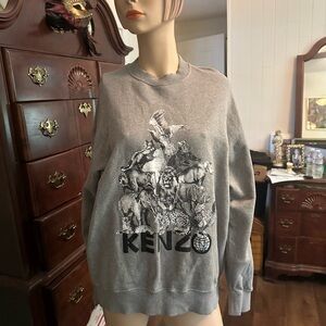 Kenzo Gray Crewneck Sweater with Graphic Design